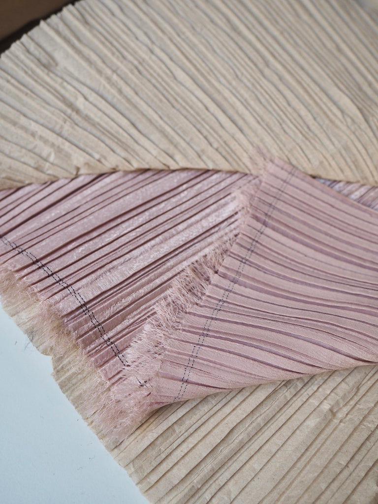 Blush Beige Plissé Pleated Satin