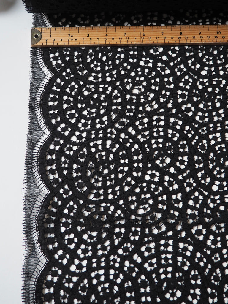 Black Corded Swirl Cotton Lace