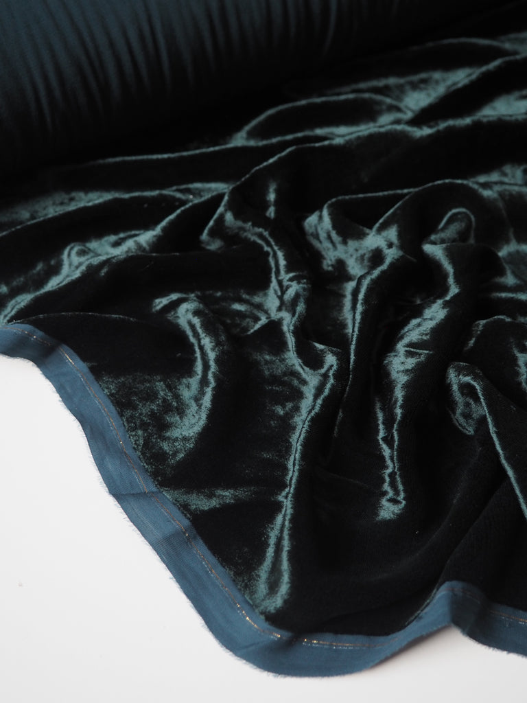 Rich Teal Silk/Viscose Velvet