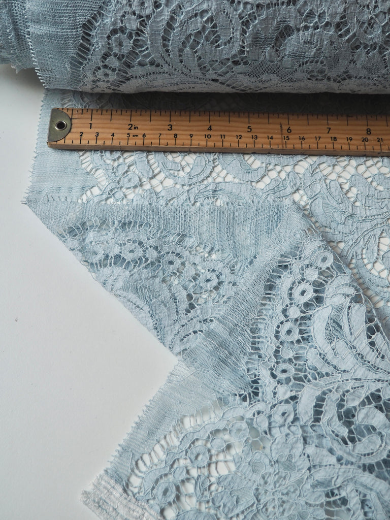 Pale Blue Corded Floral Cotton Lace