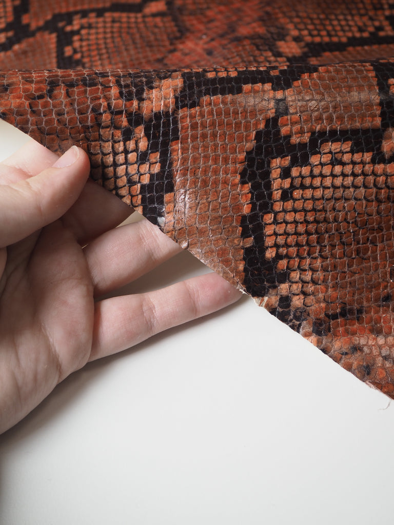 Auburn Embossed Python Calfskin Leather