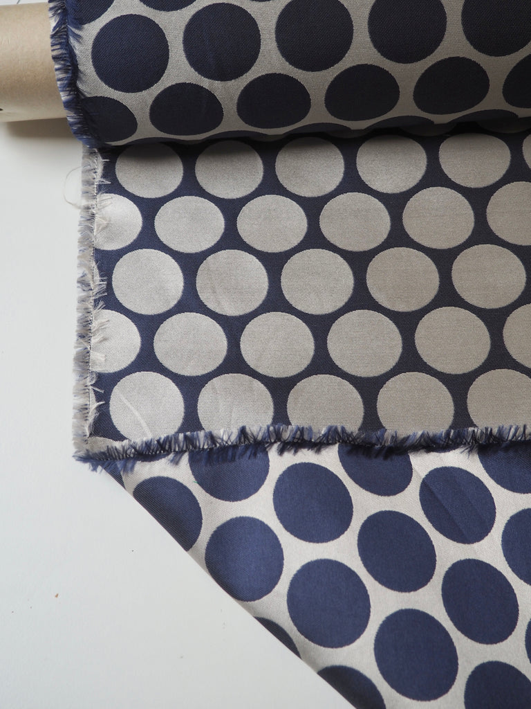Blue + Silver Polka Dot Jacquard