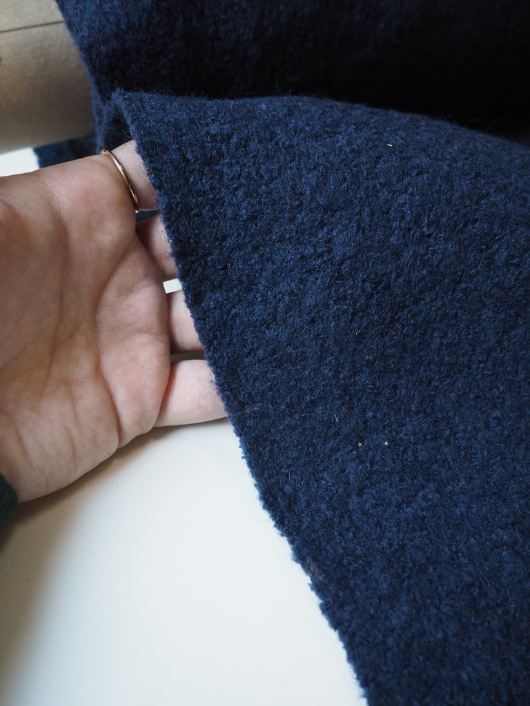 Deep Blue Boucle Wool Coating