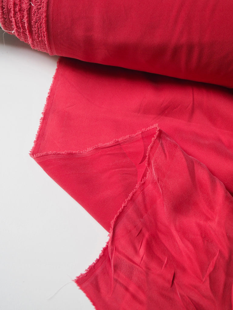 Red Stretch Washed Silk Satin