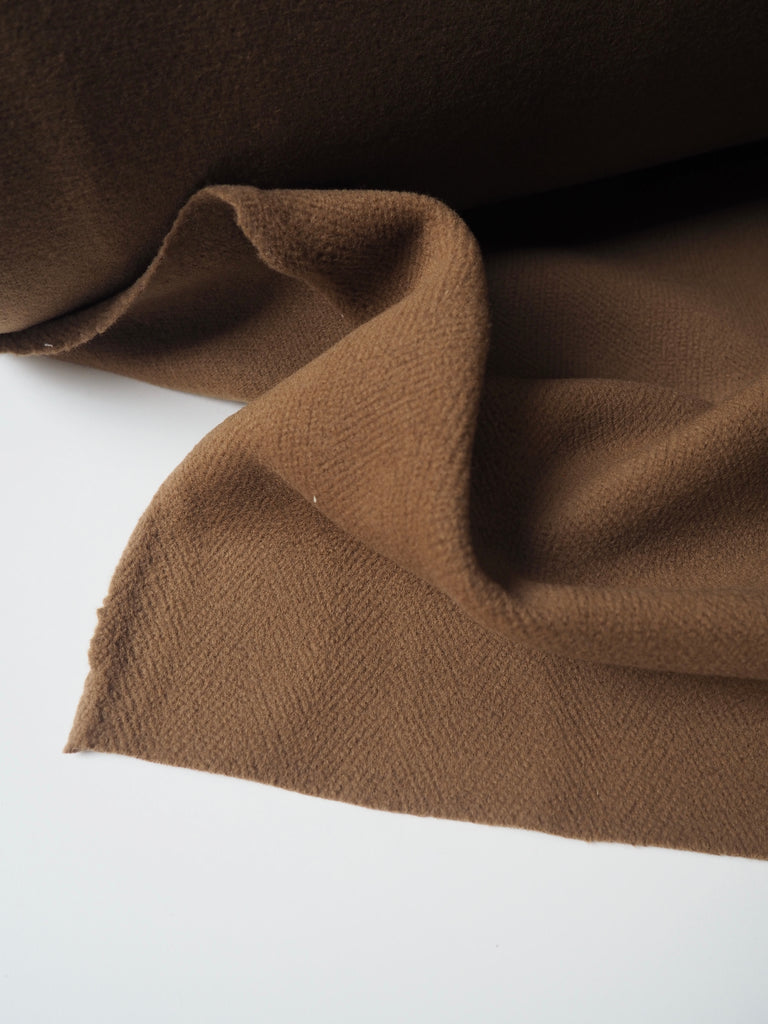 Camel Twill Fleece Wool Coating