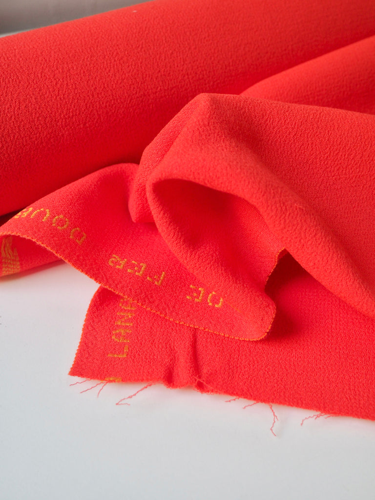 Fluro Orange Double Wool Crepe