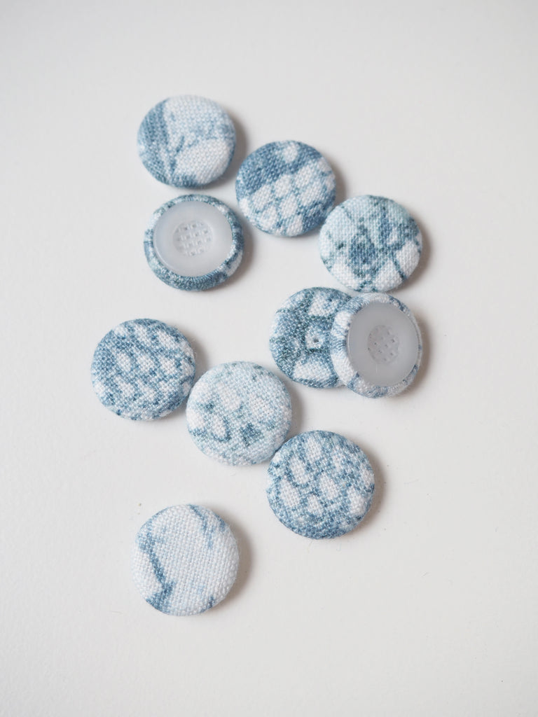 Blue Snakeskin Linen Covered Buttons 13mm