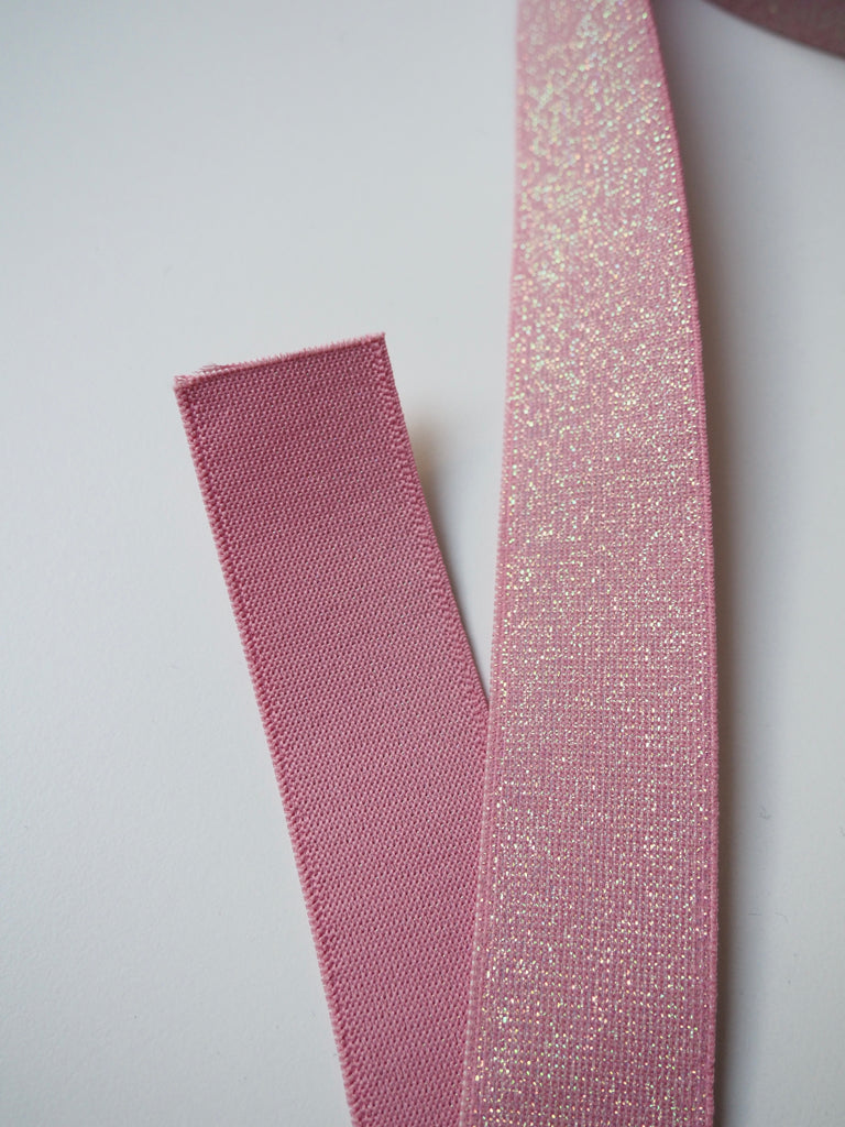 Pink Metallic Lurex Elastic 35mm