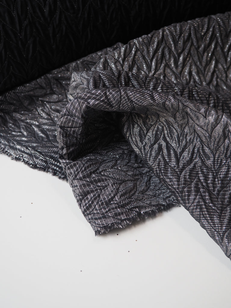 Gunmetal Stripe Chevron Cloqué