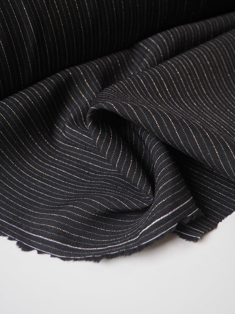 Black + Gold Lurex Pinstripe Suiting