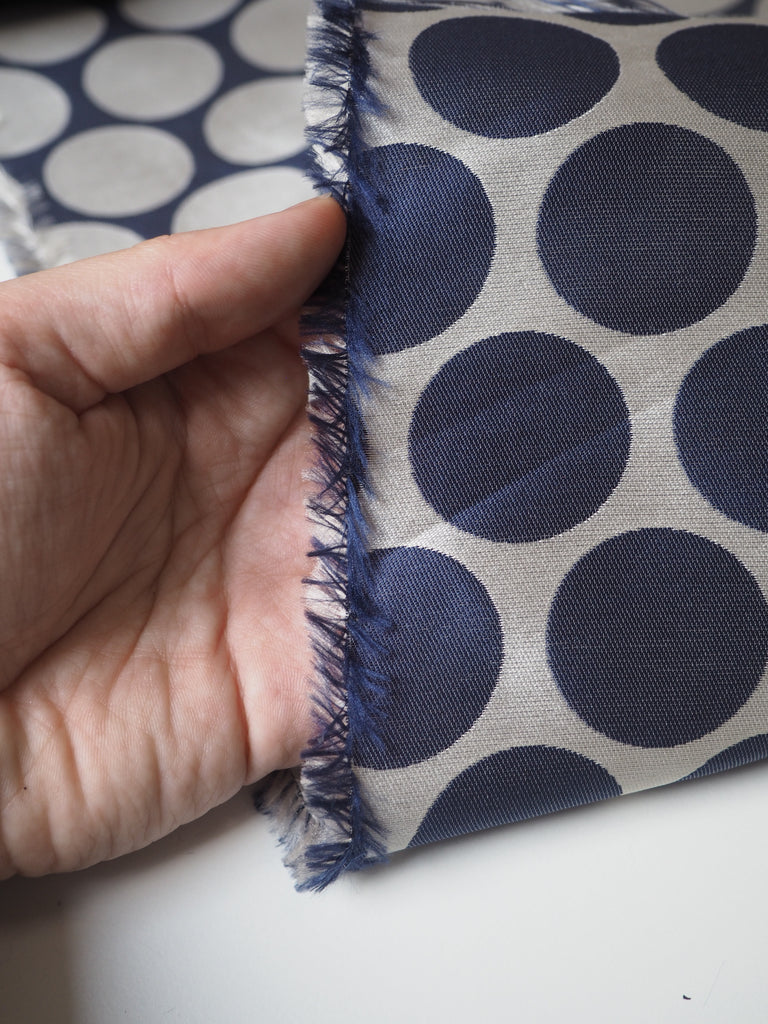 Blue + Silver Polka Dot Jacquard