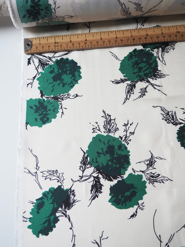 Green Blossom Silk Twill