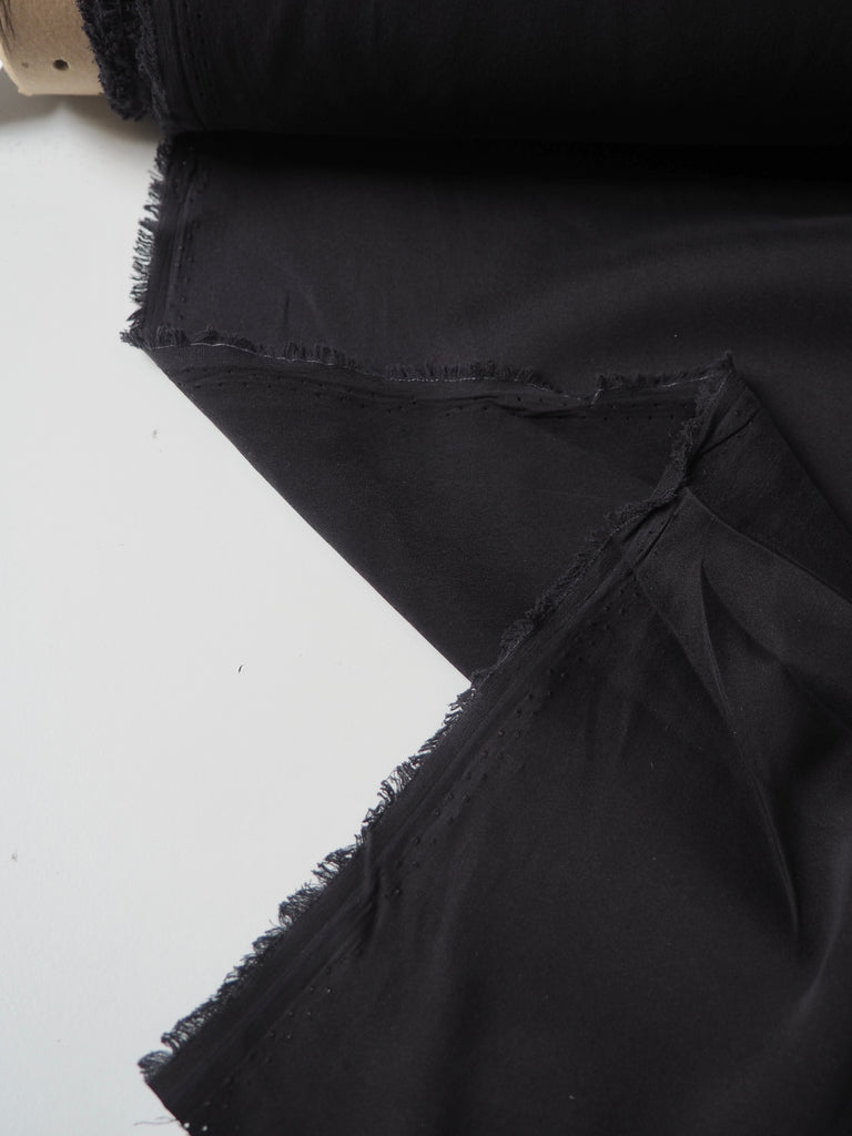 Black Stretch Washed Silk Satin