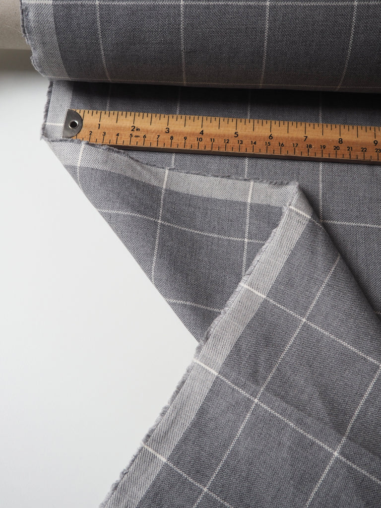 Light Grey Gridded Cotton/Linen