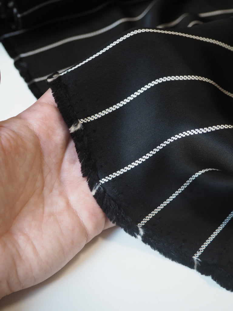 Black Braided Stripe Viscose Satin