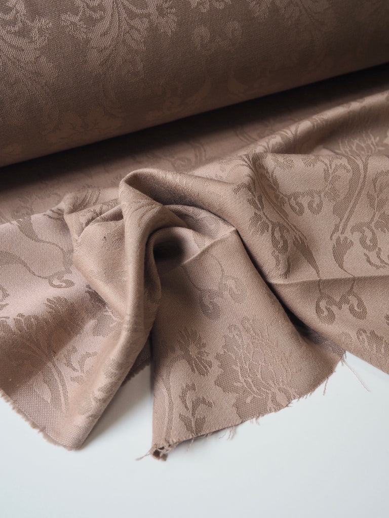 Latte Damask Wool + Cotton Jacquard