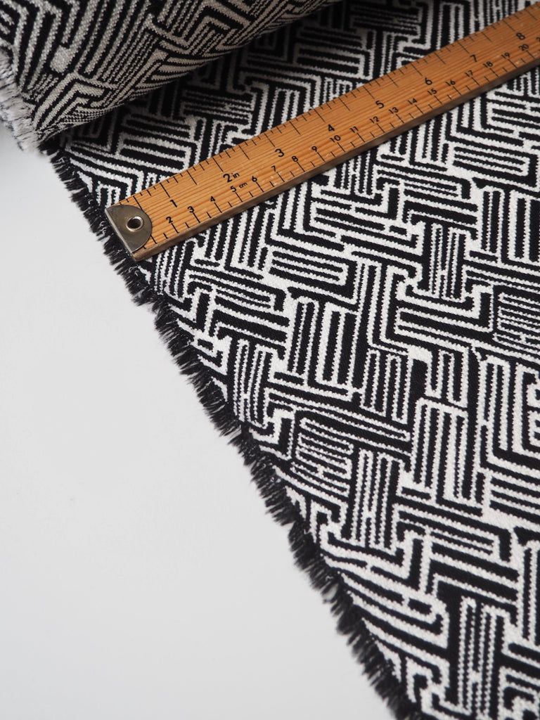 White + Black Abstract Stretch Jacquard
