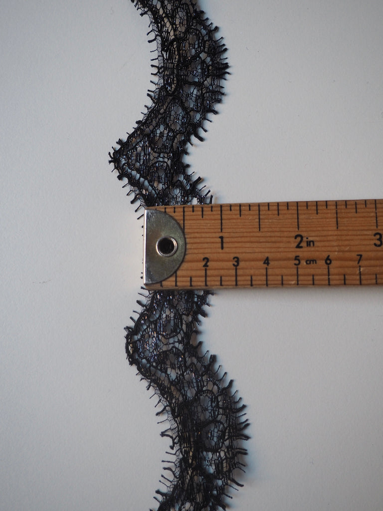 Navy Lurex Corded Scalloped Lace Trim 3cm