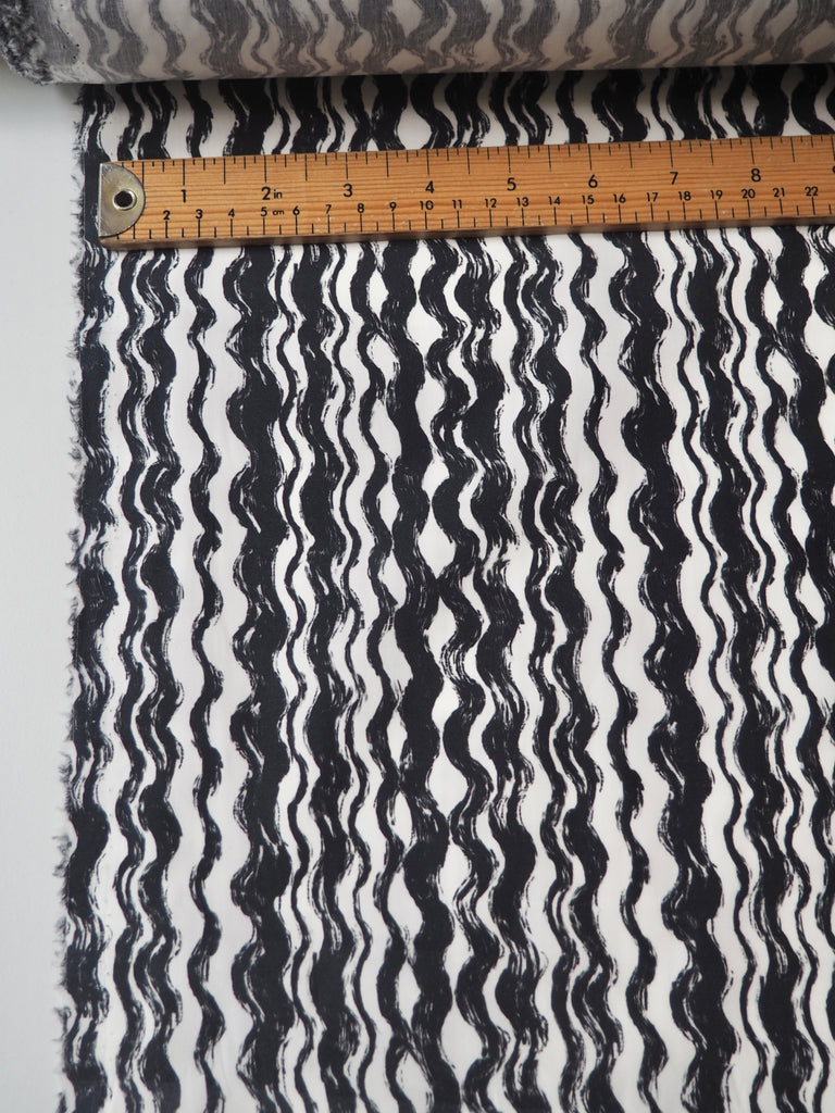Black Wavey Stripe Cotton Poplin