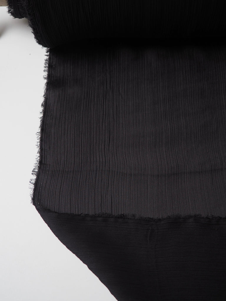 Black Crinkle Satin Chiffon