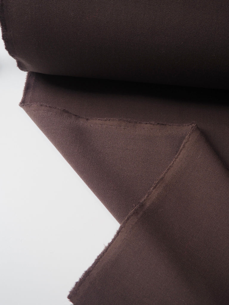 Brown Stretch Double Wool Twill