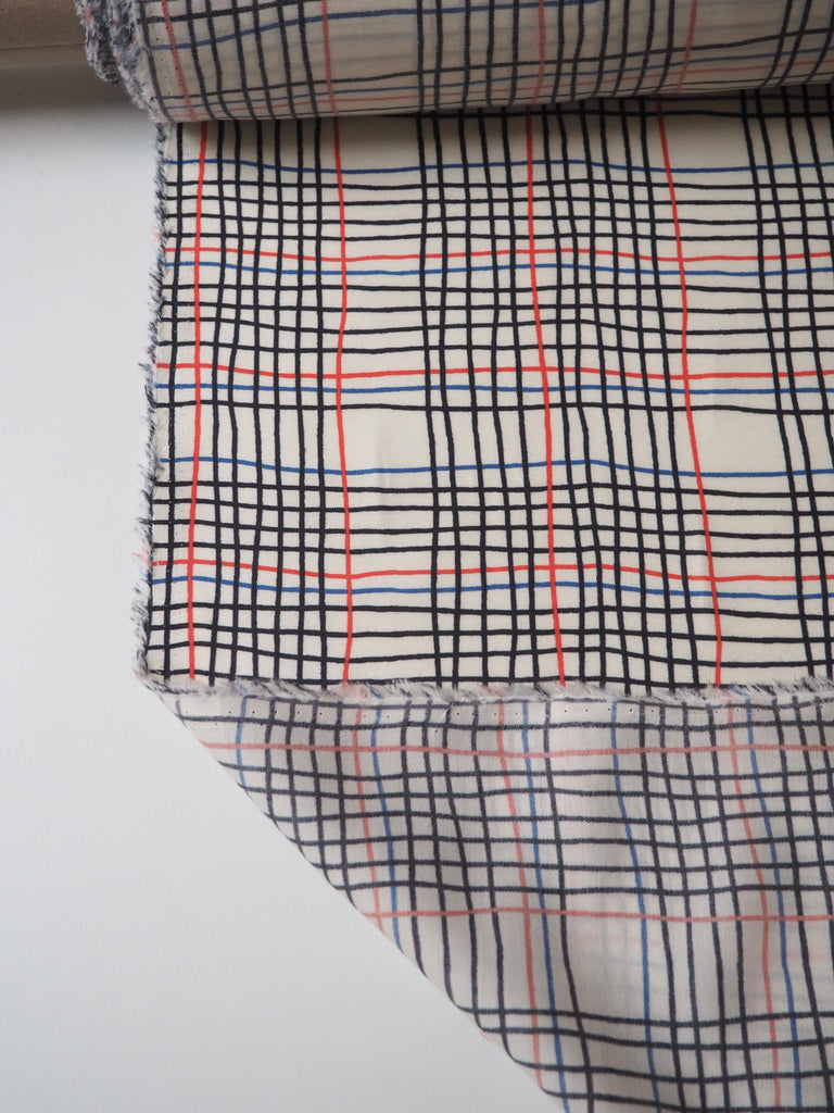 Grid Cotton/Silk Twill