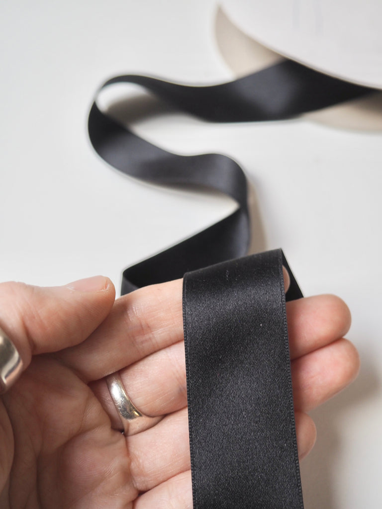 Black Silk Matte Satin Ribbon 25mm