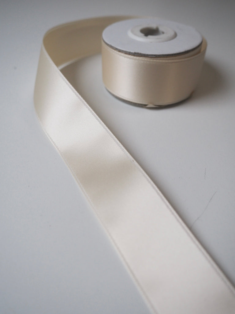 Cream Double Faced Satin Ribbon 25mm