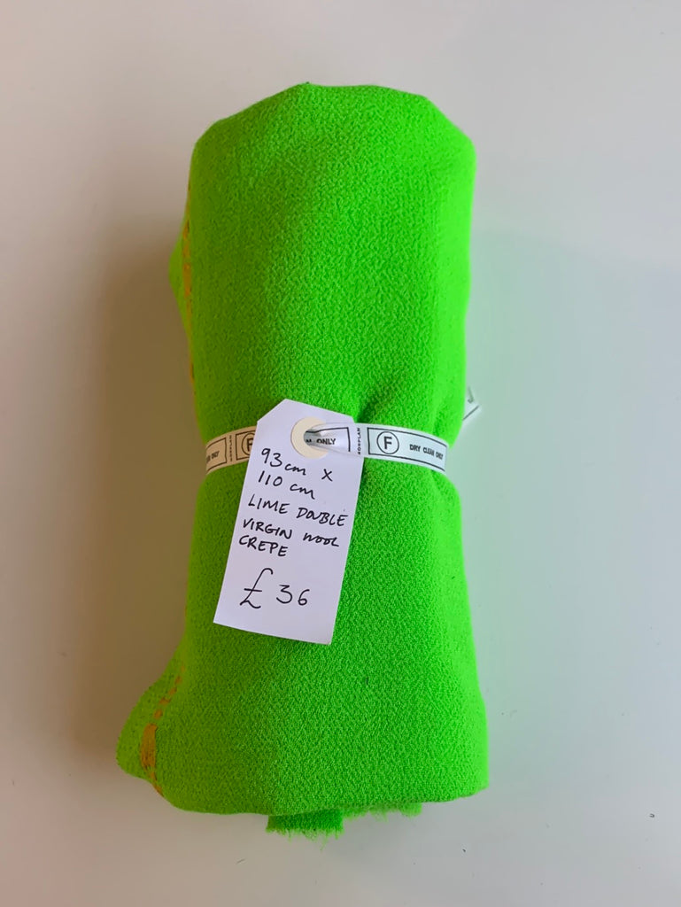 Lime Double Virgin Wool Crepe Remnant