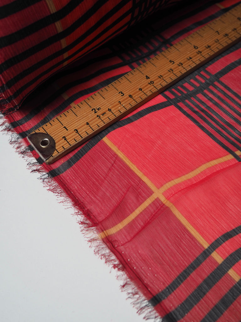 Red Check Crinkle Chiffon
