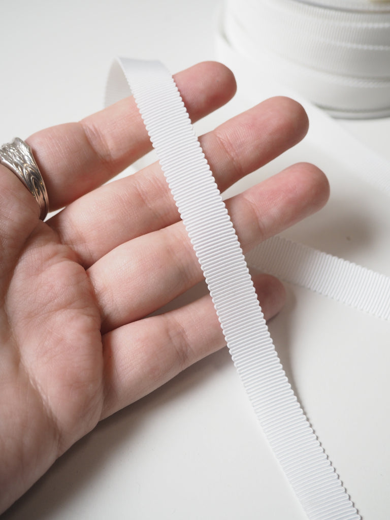 White Grosgrain Ribbon 12mm