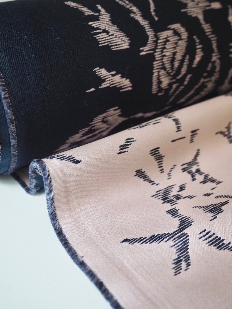 Navy + Blush Floral Jacquard