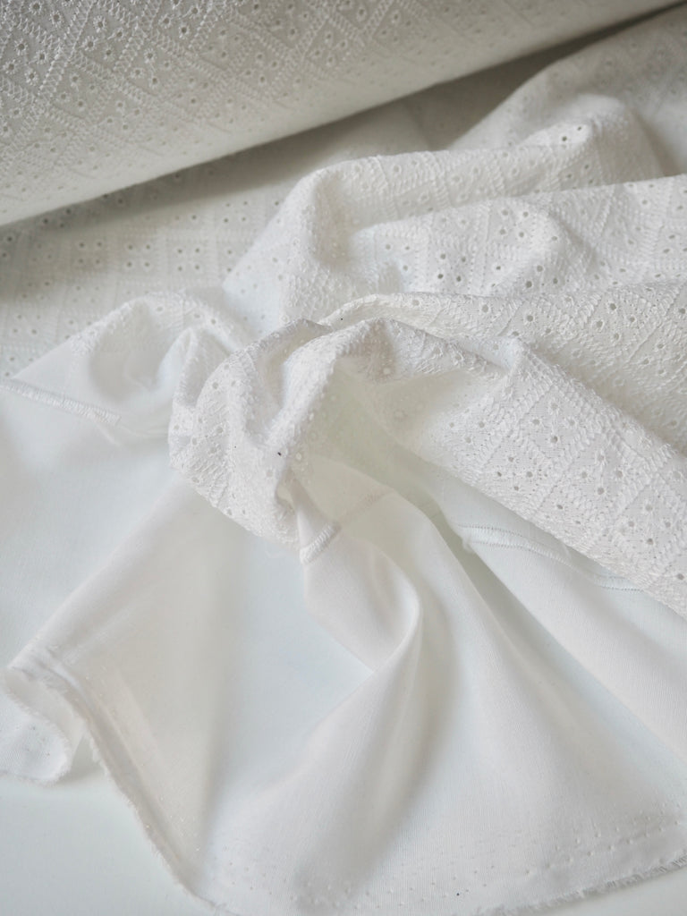 White Diamond Embroidered Poly-Cotton