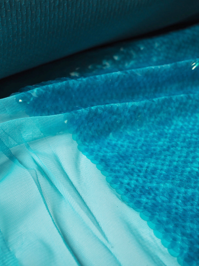 Aquamarine Translucent Sequin Tulle