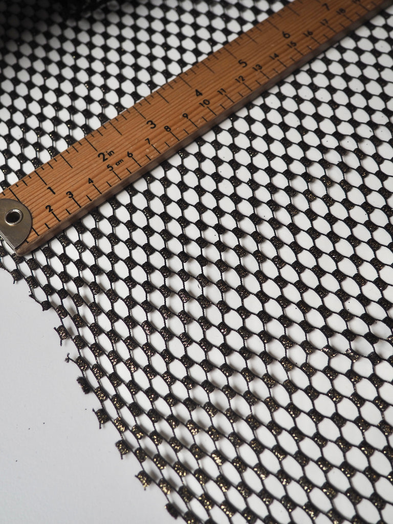 Black + Gold Metallic Fishnet