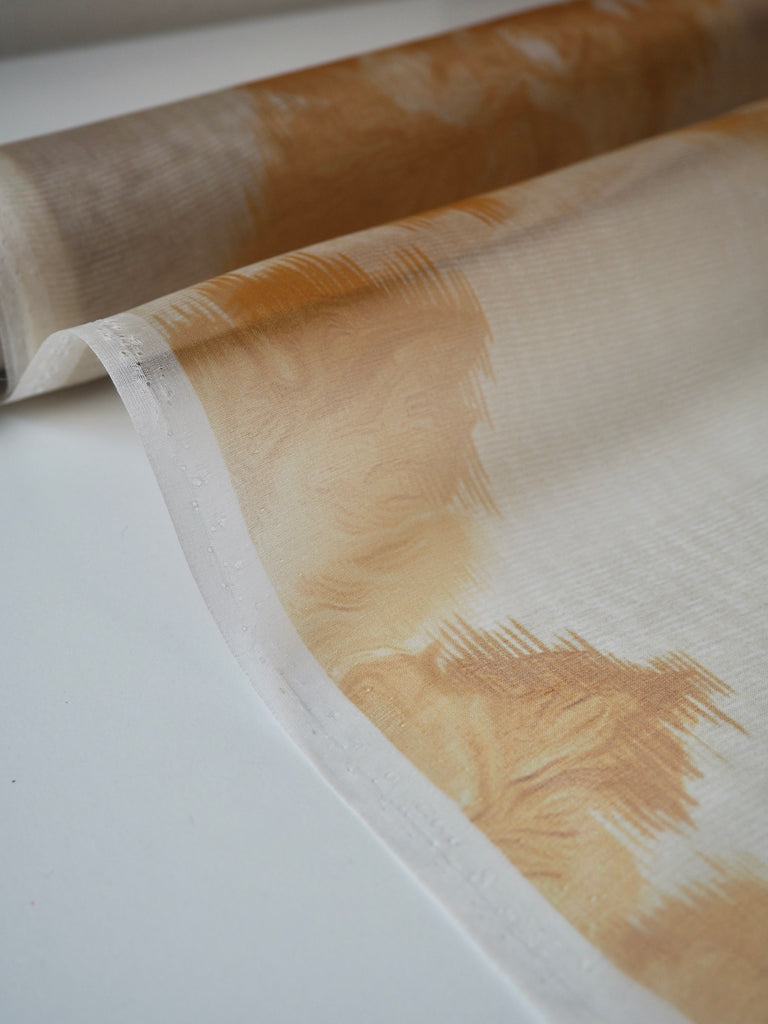 Yellow Moiré Rose Silk Organza