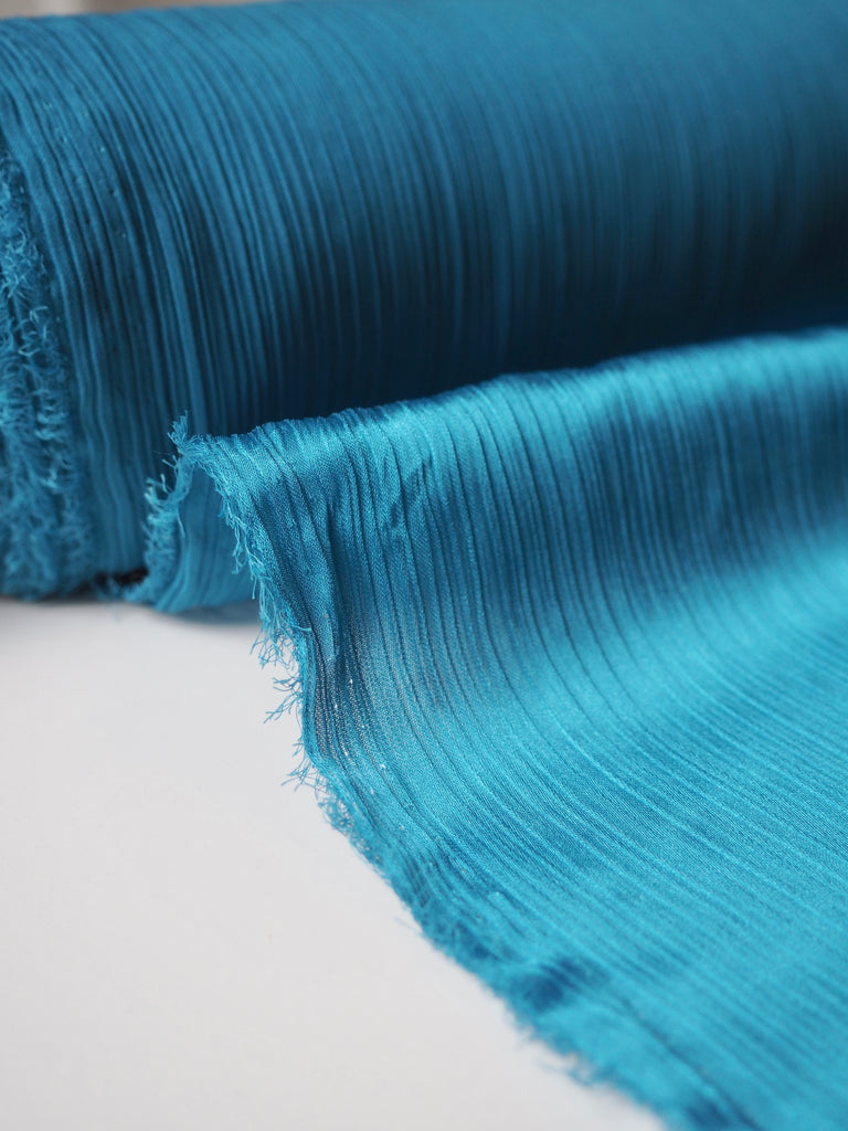 River Blue Crinkle Satin Chiffon