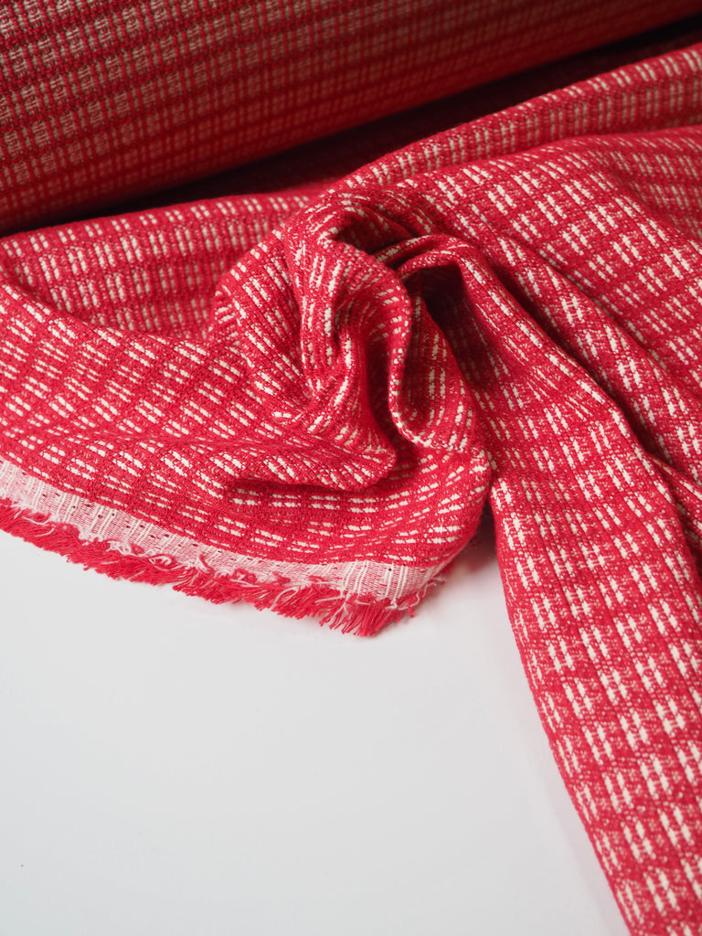 Red Square Stretch Cotton Jacquard