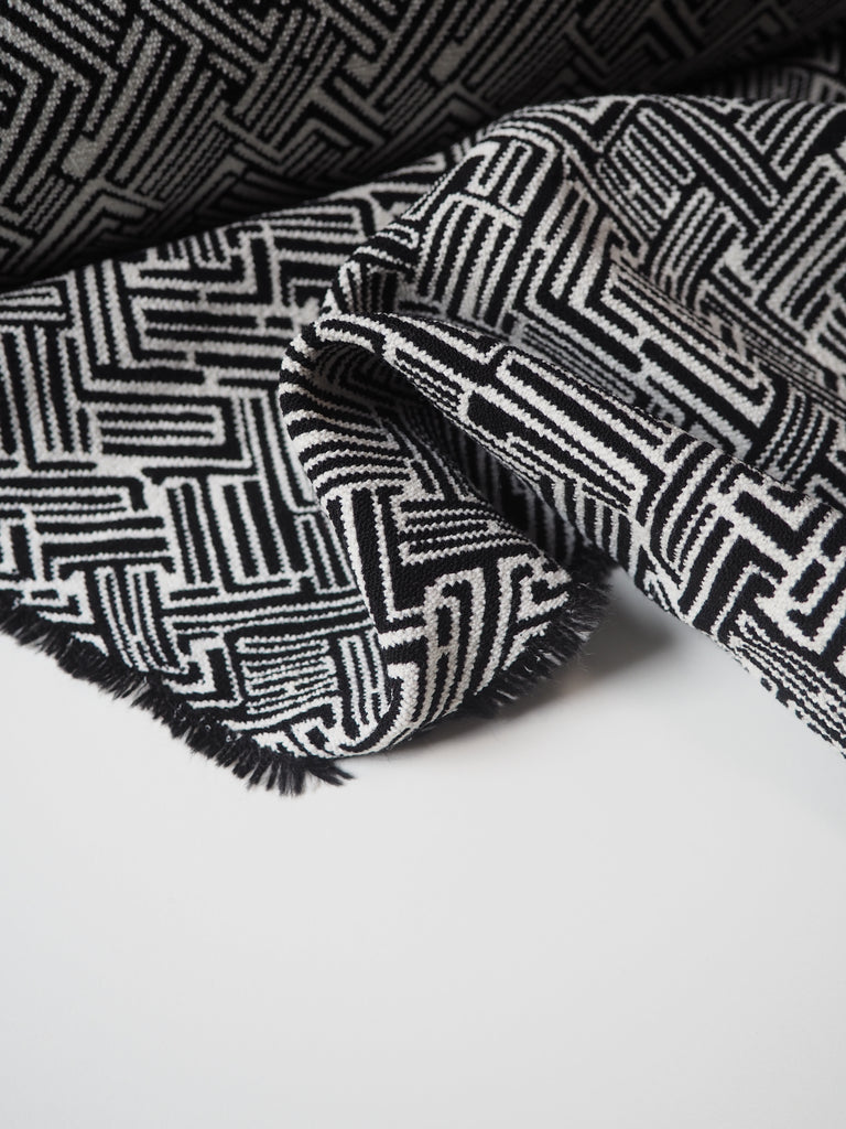 White + Black Abstract Stretch Jacquard