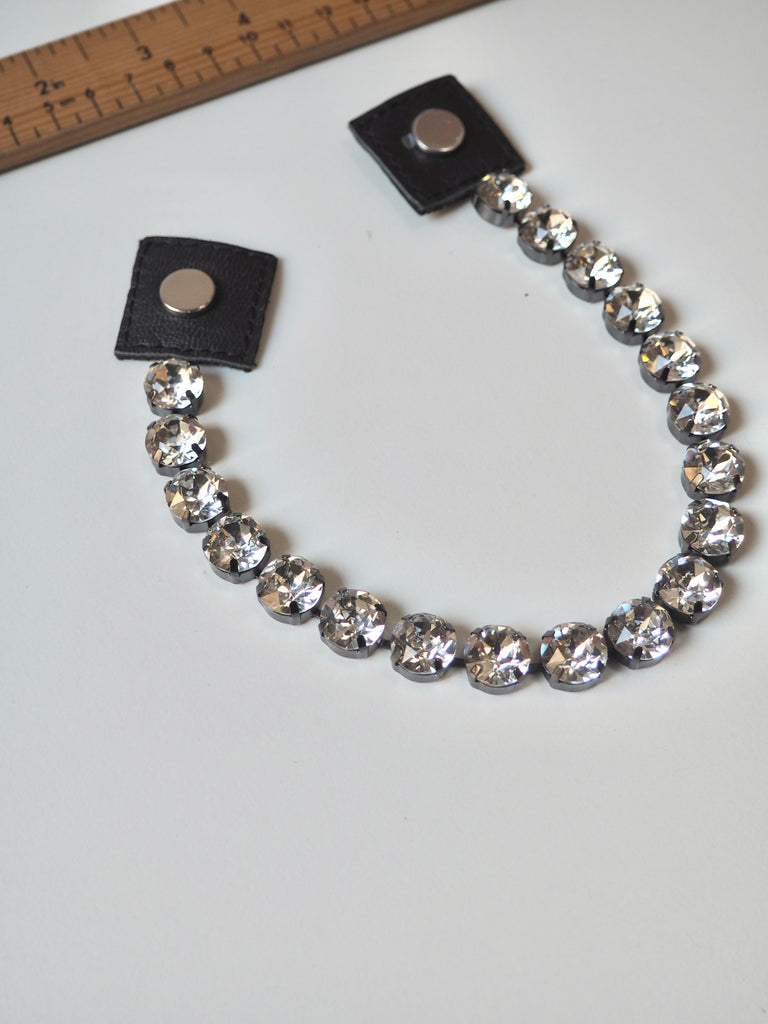 Crystal + Black Leather 1 Strand Accessory