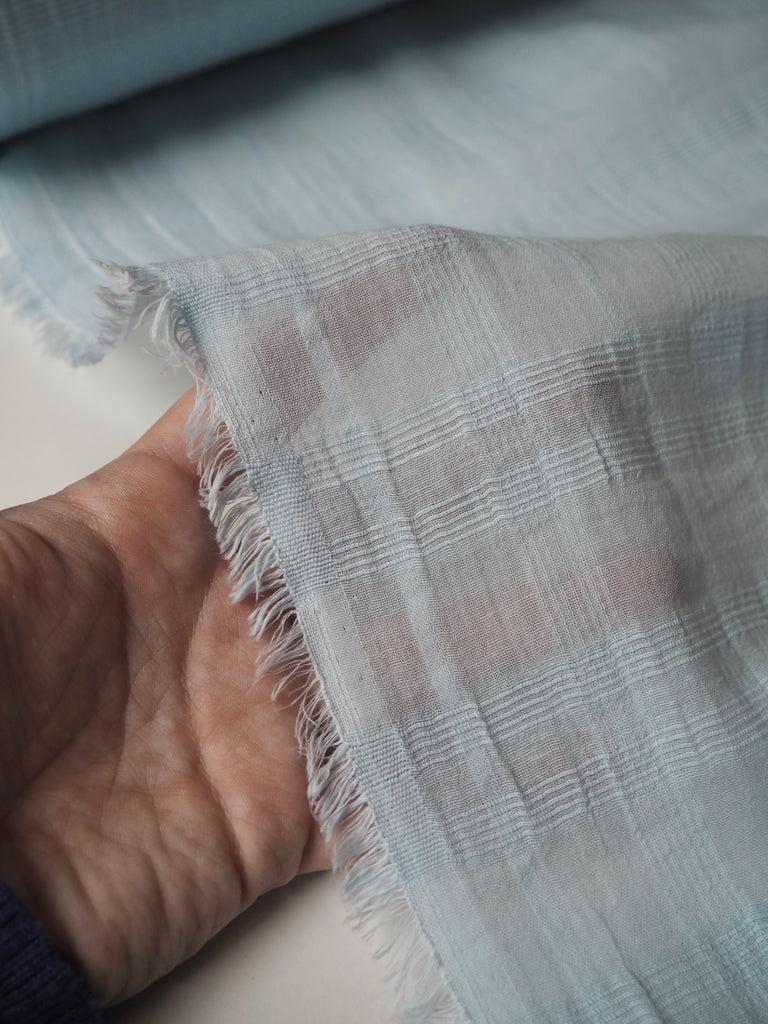 Sky Blue Check Cotton Voile