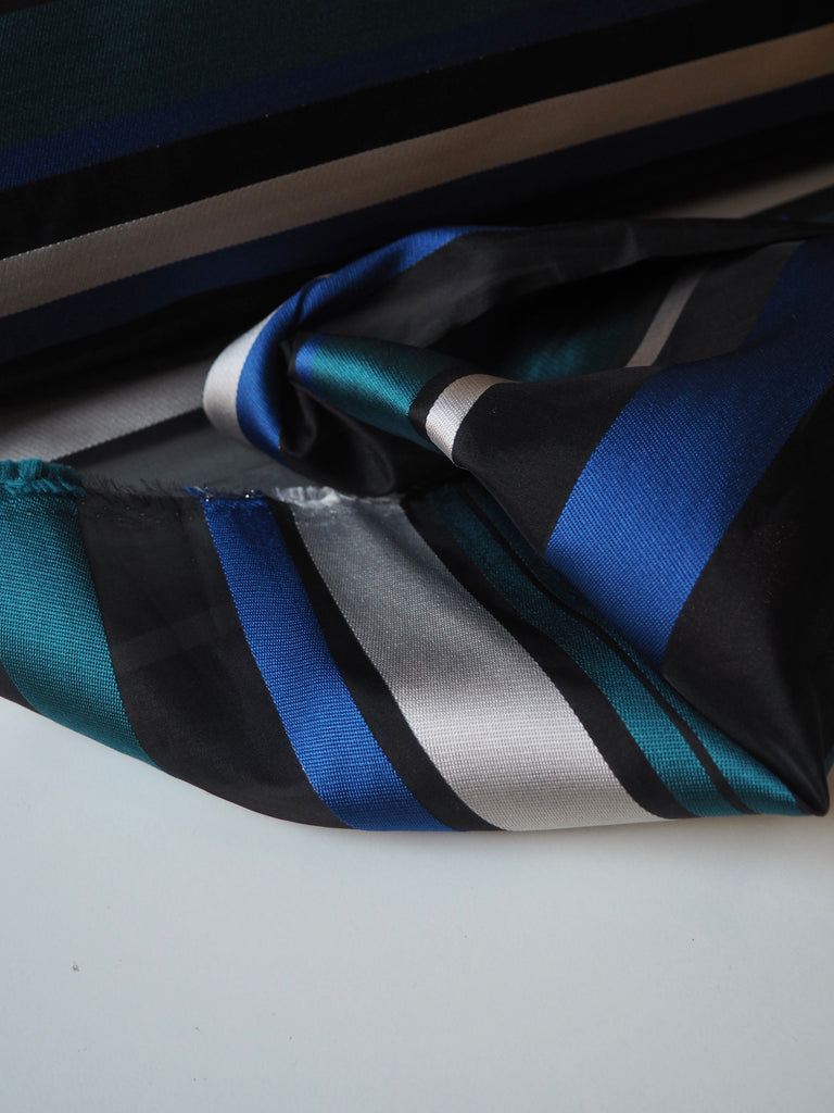 Blue Stripe Organza Jacquard