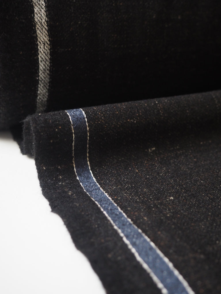 Black Brown Fleck Wool/Linen Twill