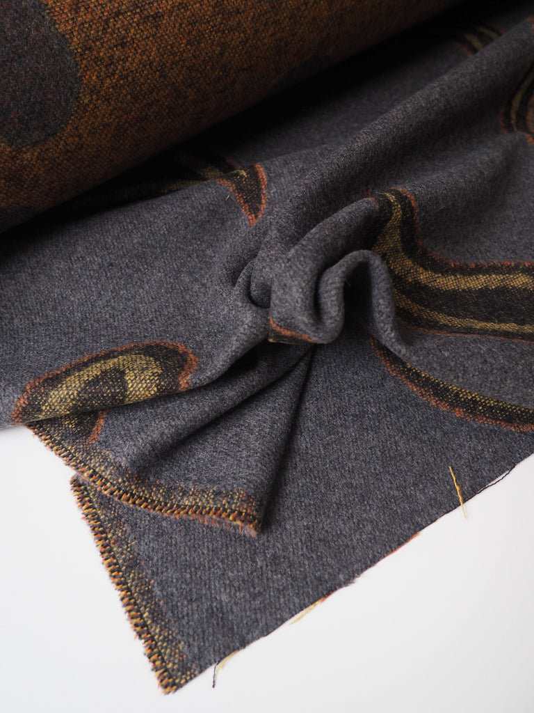 Grey Paisley Wool Jacquard