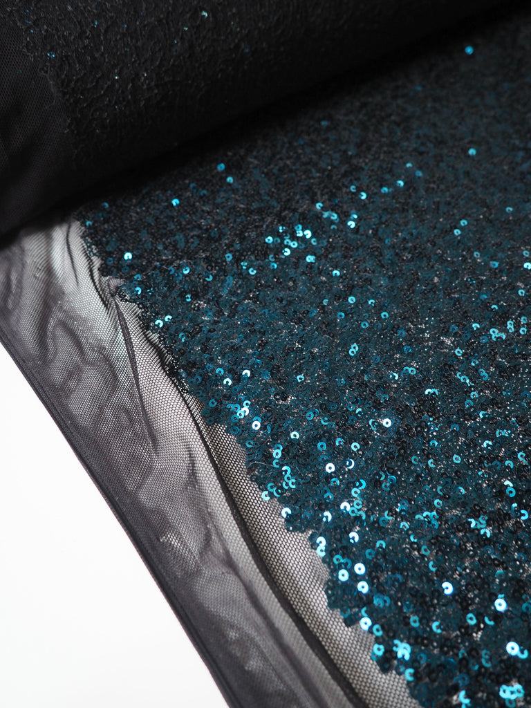 Bright Blue Sequin Stretch Mesh