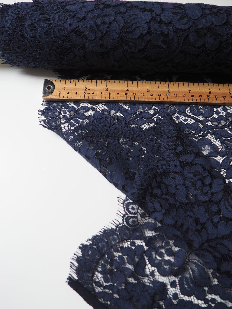 Navy Corded Cotton Eyelash Lace