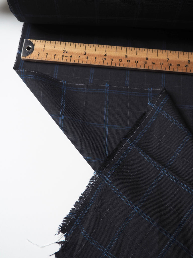 Blue + Navy Check Wool Twill