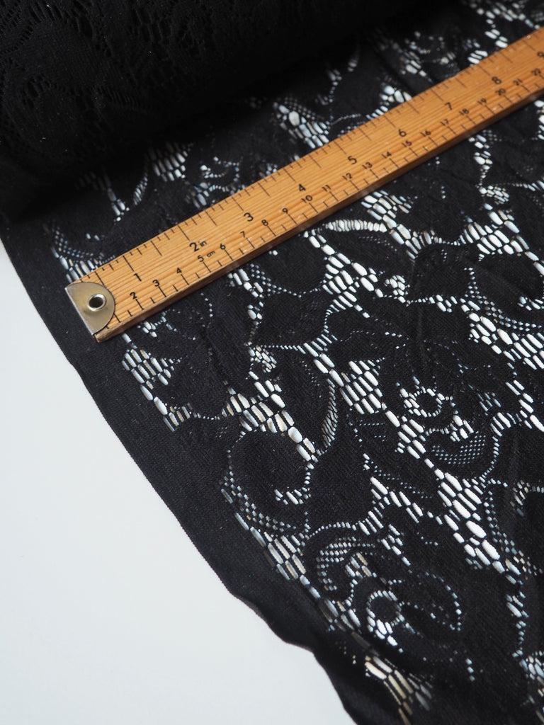 Black Soft Floral Stretch Lace