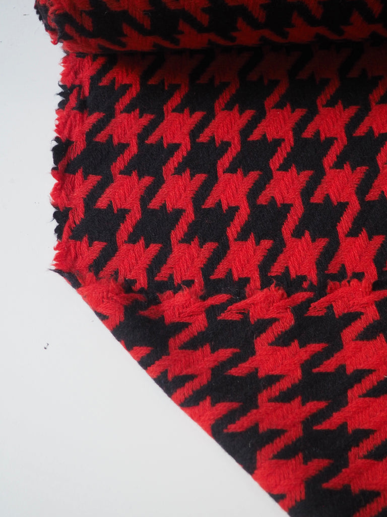Red Jumbo Houndstooth Wool Jacquard
