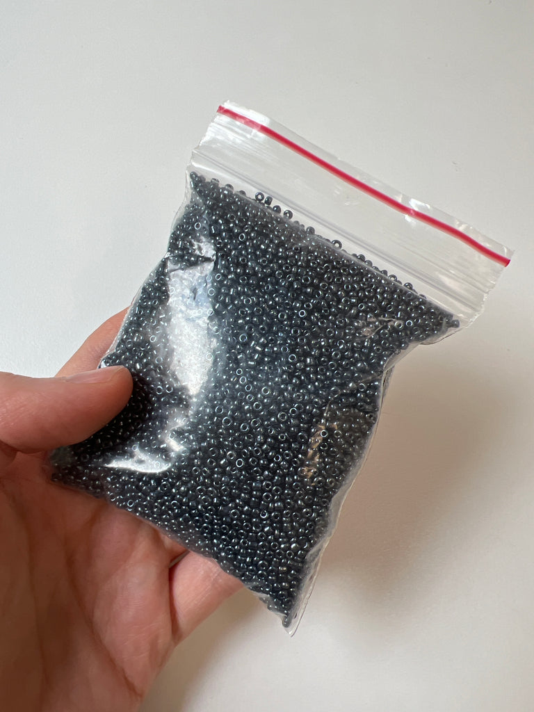 Metallic Grey Seed Beads 114g